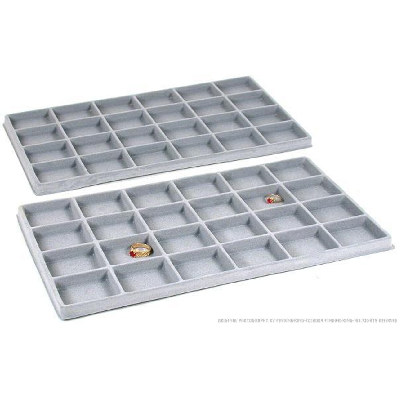 2 Gray 24 Slot Coin Jewelry Showcase Display Tray Inserts